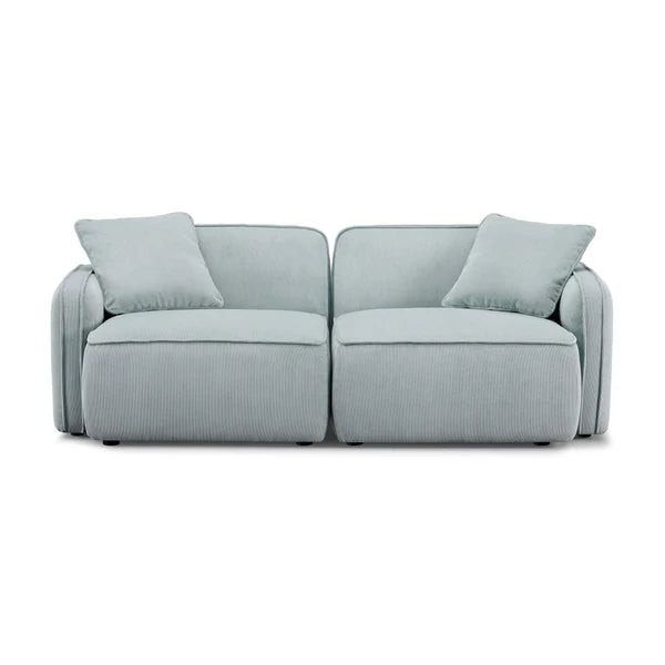 Travie Light Green Performance Corduroy Velvet Modular Loveseat | BeBoldFurniture