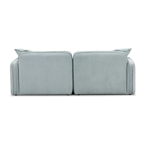 Travie Light Green Performance Corduroy Velvet Modular Loveseat | BeBoldFurniture