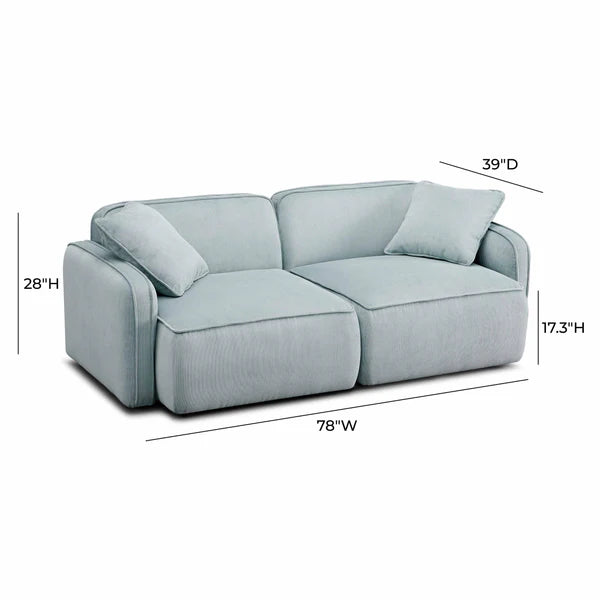 Travie Light Green Performance Corduroy Velvet Modular Loveseat | BeBoldFurniture
