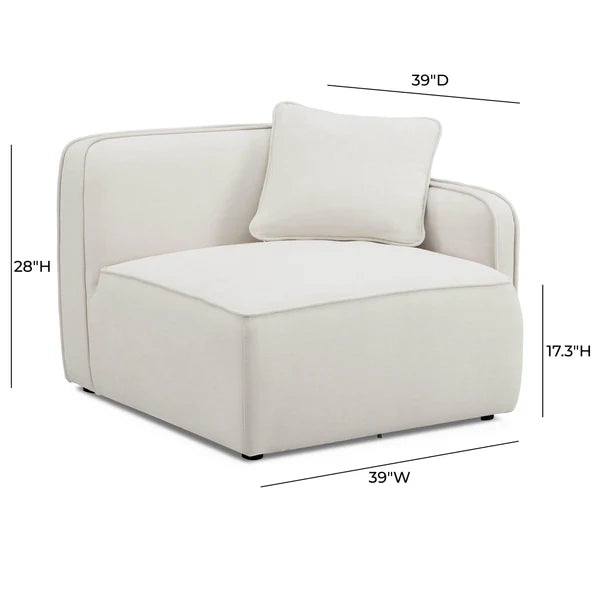Travie Sand Upcycled Linen RAF Corner Chair | BeBoldFurniture