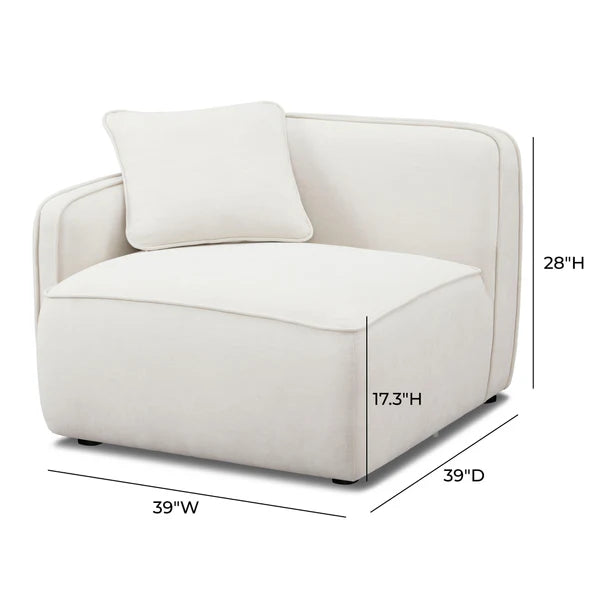 Travie Sand Upcycled Linen LAF Corner Chair | BeBoldFurniture