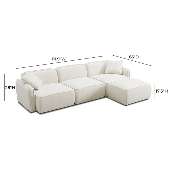 Travie Sand Upcycled Linen 4-Piece Modular Sectional | BeBoldFurniture