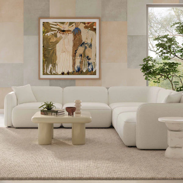 Travie Sand Upcycled Linen Modular L-Sectional | BeBoldFurniture