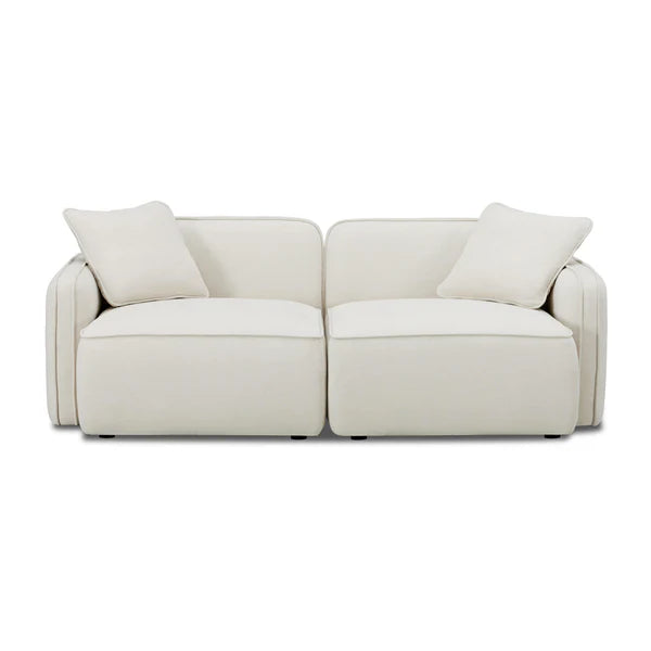 Travie Sand Upcycled Linen Modular Loveseat | BeBoldFurniture