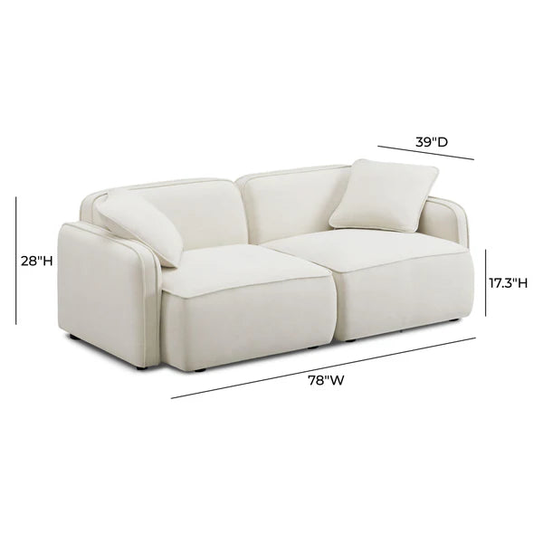 Travie Sand Upcycled Linen Modular Loveseat | BeBoldFurniture