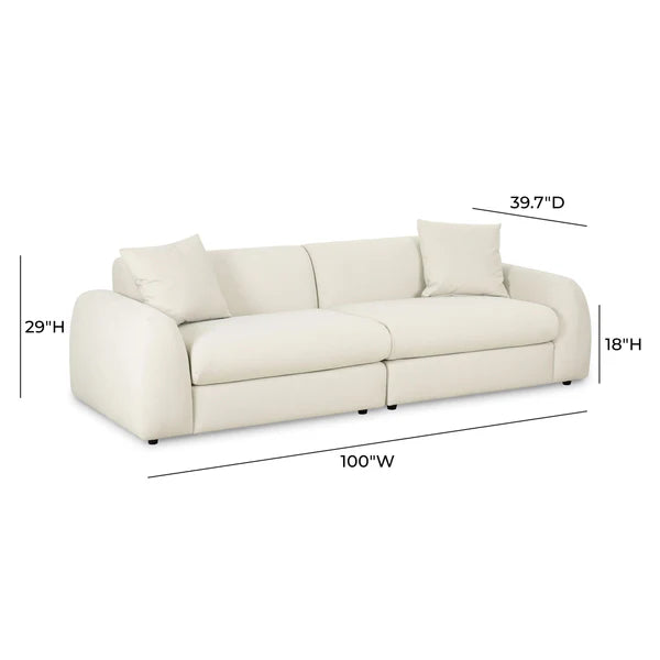 Kourtney Cream Faux Mohair 100" Sofa | BeBoldFurniture