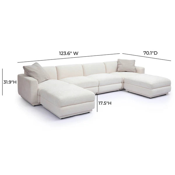 Perry Cream Chenille Modular U-Sectional | BeBoldFurniture