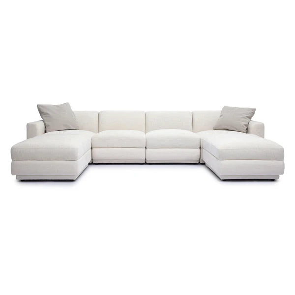 Perry Cream Chenille Modular U-Sectional | BeBoldFurniture