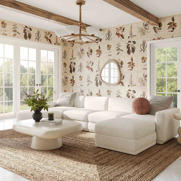 Perry Cream Chenille Modular U-Sectional | BeBoldFurniture