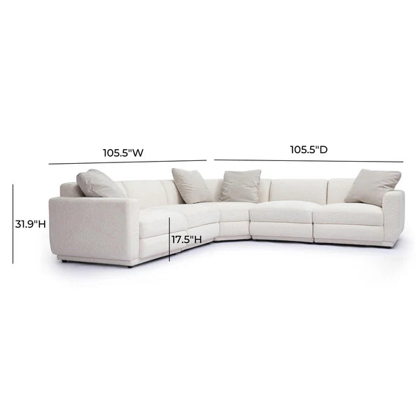 Perry Cream Chenille Modular L-Sectional | BeBoldFurniture