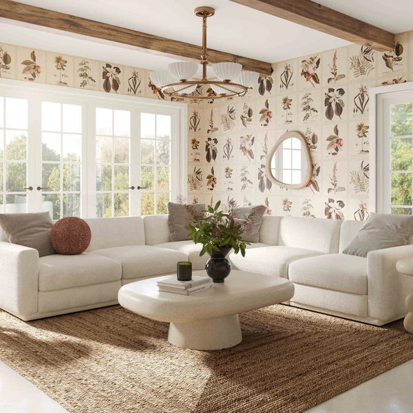 Perry Cream Chenille Modular L-Sectional | BeBoldFurniture