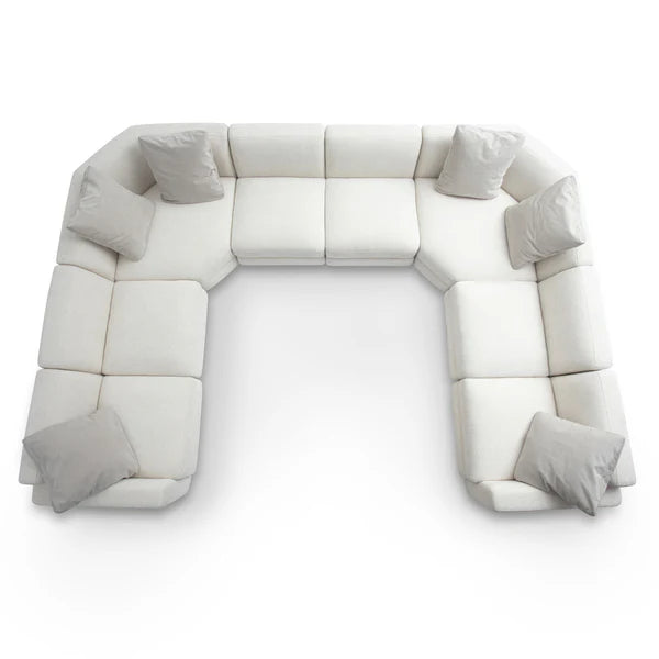 Perry Cream Chenille Modular Large U-Sectional | BeBoldFurniture