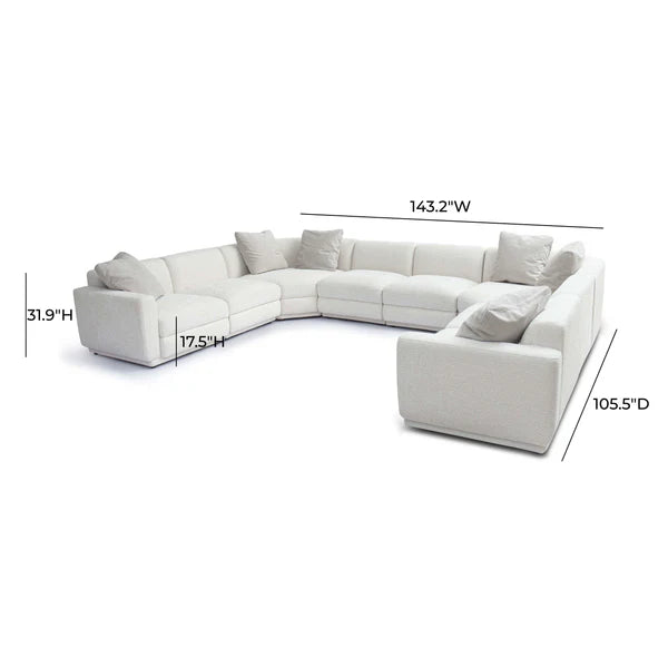 Perry Cream Chenille Modular Large U-Sectional | BeBoldFurniture