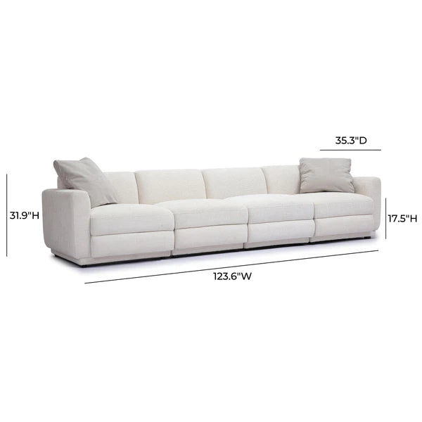 Perry Cream Chenille Modular Long Sofa | BeBoldFurniture