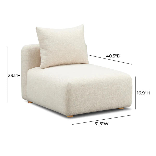 Hangover Cream Heavy Textured Fabric Modular Armless Chair | BeBoldFurniture