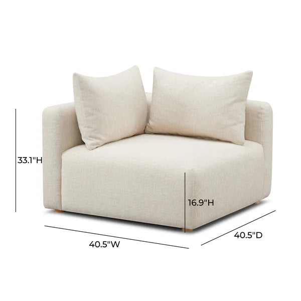 Hangover Cream Heavy Textured Fabric Modular Corner Chair | BeBoldFurniture