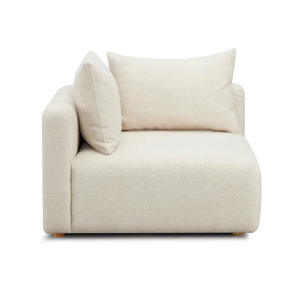 Hangover Cream Heavy Textured Fabric Modular Corner Chair | BeBoldFurniture