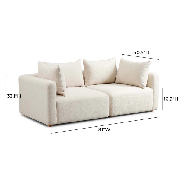 Hangover Cream Heavy Textured Fabric Loveseat | BeBoldFurniture