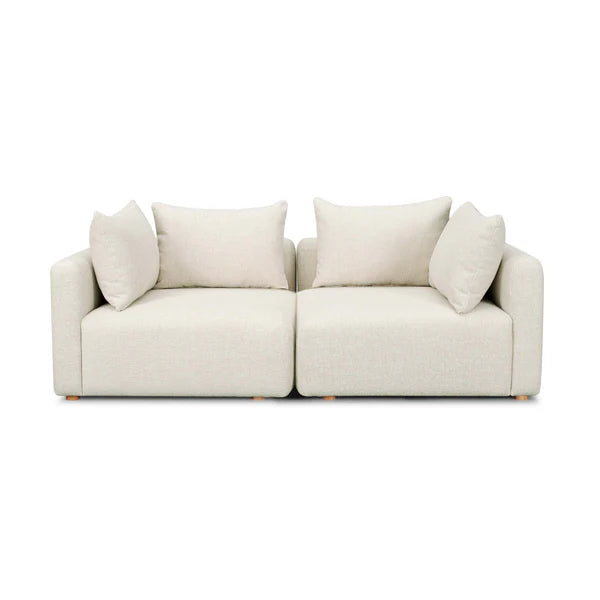 Hangover Cream Heavy Textured Fabric Loveseat | BeBoldFurniture