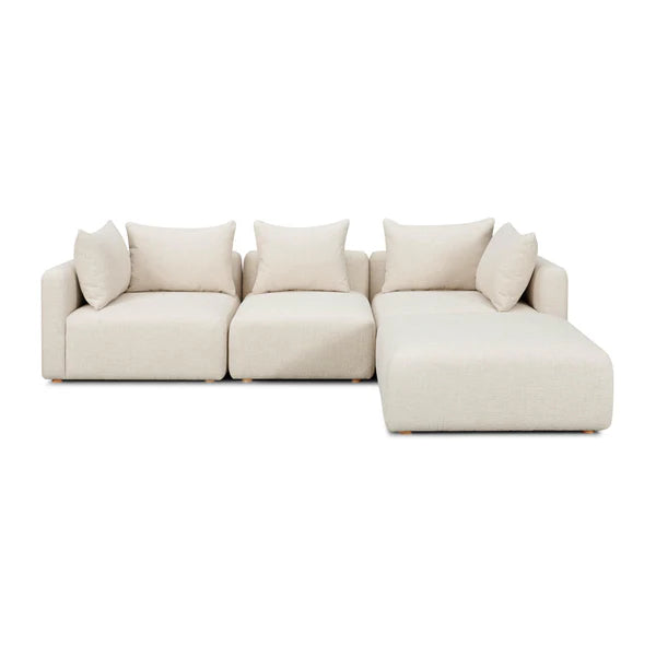 Hangover Cream Heavy Textured Fabric 4-Piece Modular Sectional | BeBoldFurniture
