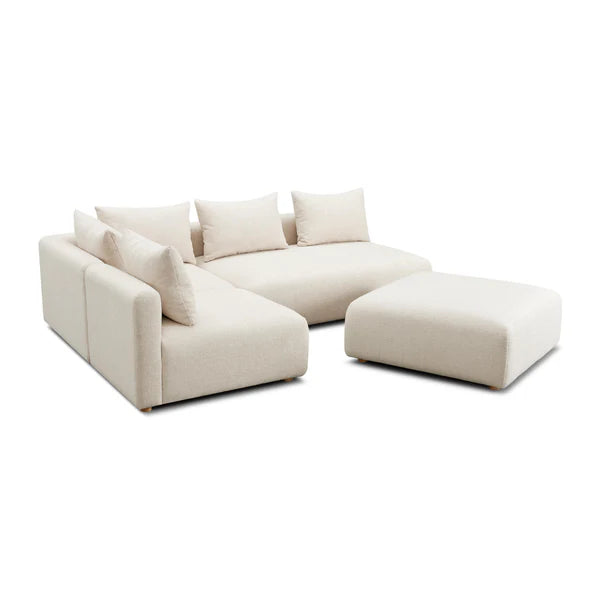 Hangover Cream Heavy Textured Fabric 4-Piece Modular Chaise Sectional | BeBoldFurniture