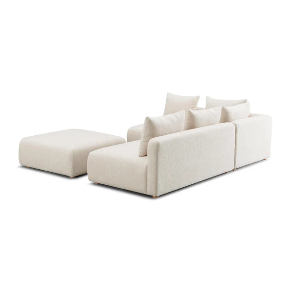 Hangover Cream Heavy Textured Fabric 4-Piece Modular Chaise Sectional | BeBoldFurniture
