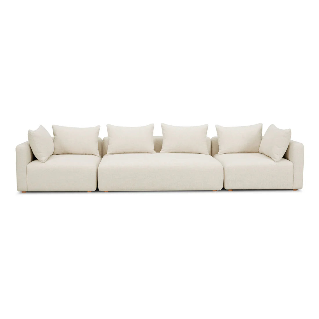Hangover Cream Heavy Textured Fabric 145" Long Sofa | BeBoldFurniture