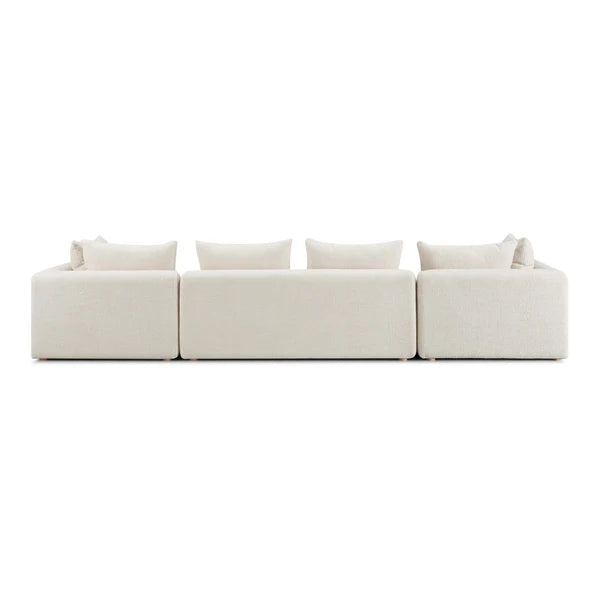 Hangover Cream Heavy Textured Fabric 145" Long Sofa | BeBoldFurniture