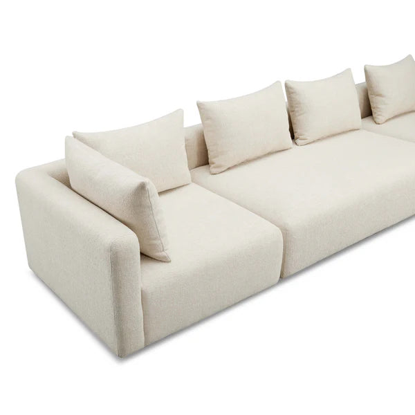 Hangover Cream Heavy Textured Fabric 145" Long Sofa | BeBoldFurniture