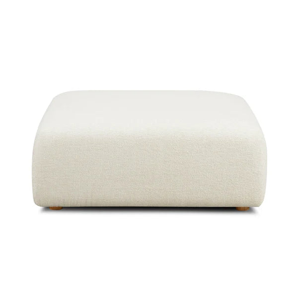 Hangover Cream Heavy Textured Fabric Ottoman | BeBoldFurniture
