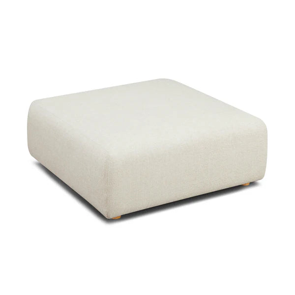 Hangover Cream Heavy Textured Fabric Ottoman | BeBoldFurniture