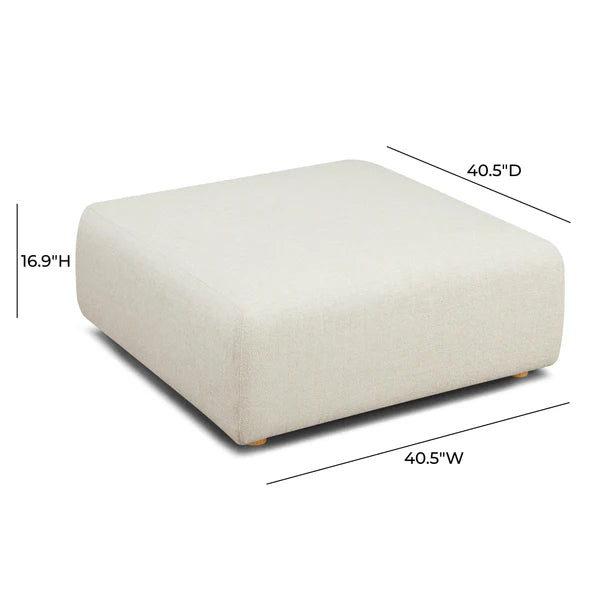 Hangover Cream Heavy Textured Fabric Ottoman | BeBoldFurniture