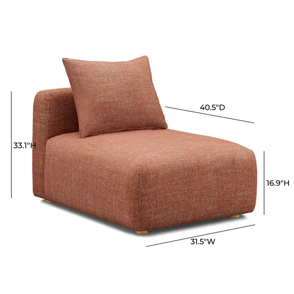 Hangover Sedona Red Textured Fabric Modular Armless Chair | BeBoldFurniture
