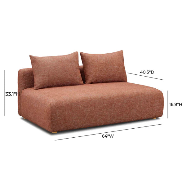 Hangover Sedona Red Textured Fabric Modular Loveseat | BeBoldFurniture