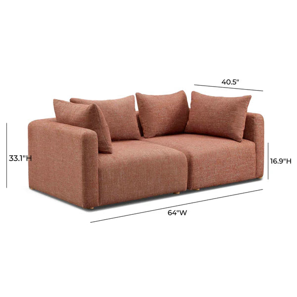 Hangover Sedona Red Textured Fabric Loveseat | BeBoldFurniture