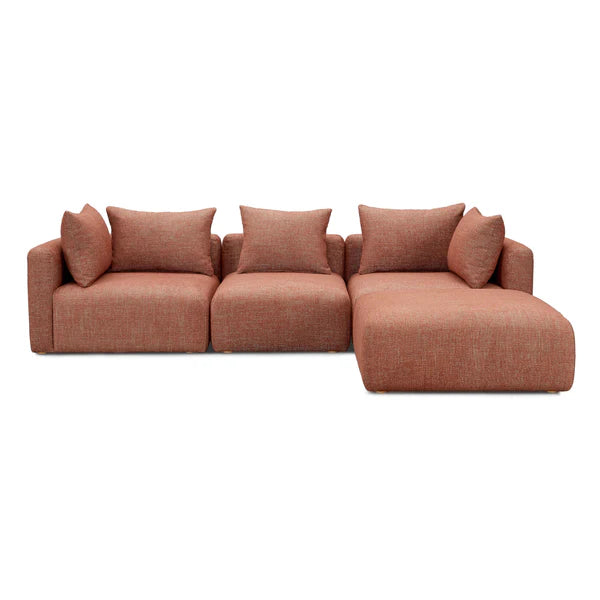 Hangover Sedona Red Textured Fabric 4-Piece Modular Sectional | BeBoldFurniture