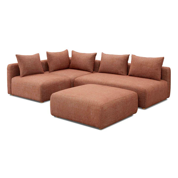 Hangover Sedona Red Textured Fabric 4-Piece Modular Chaise Sectional | BeBoldFurniture