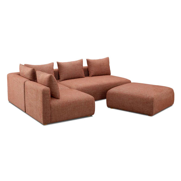 Hangover Sedona Red Textured Fabric 4-Piece Modular Chaise Sectional | BeBoldFurniture