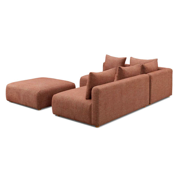 Hangover Sedona Red Textured Fabric 4-Piece Modular Chaise Sectional | BeBoldFurniture