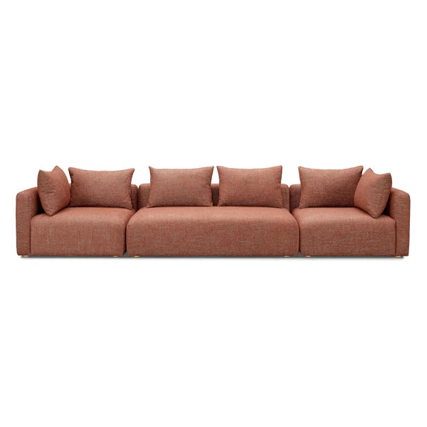 Hangover Sedona Red Textured Fabric 145" Long Sofa | BeBoldFurniture