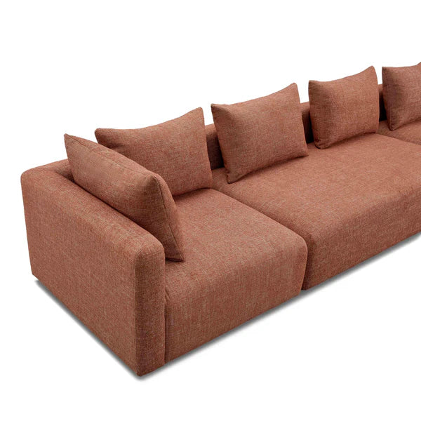 Hangover Sedona Red Textured Fabric 145" Long Sofa | BeBoldFurniture