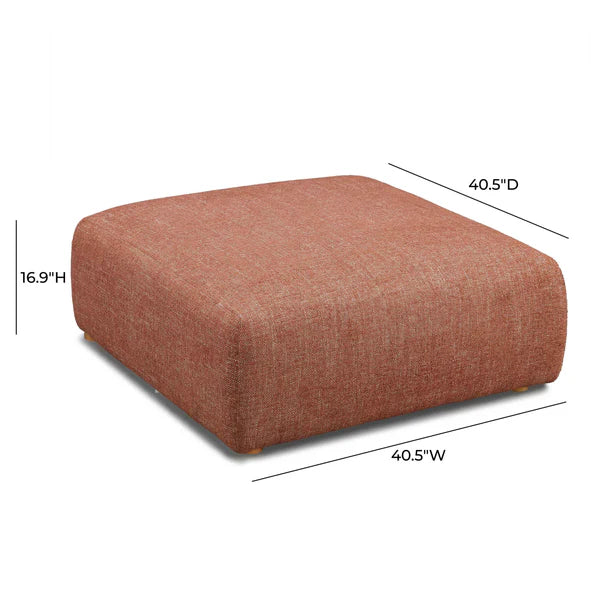Hangover Sedona Red Textured Fabric Ottoman | BeBoldFurniture