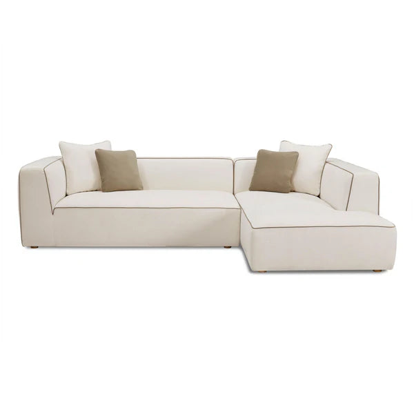 Tristine Cream Linen RAF Sectional | BeBoldFurniture