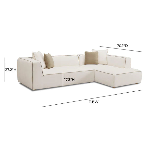 Tristine Cream Linen RAF Sectional | BeBoldFurniture