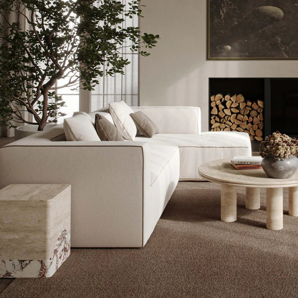Tristine Cream Linen RAF Sectional | BeBoldFurniture