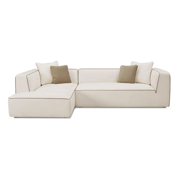 Tristine Cream Linen LAF Sectional | BeBoldFurniture