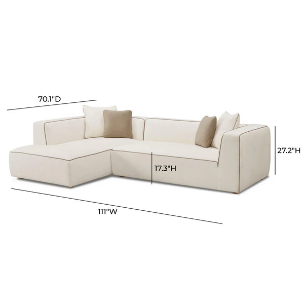 Tristine Cream Linen LAF Sectional | BeBoldFurniture