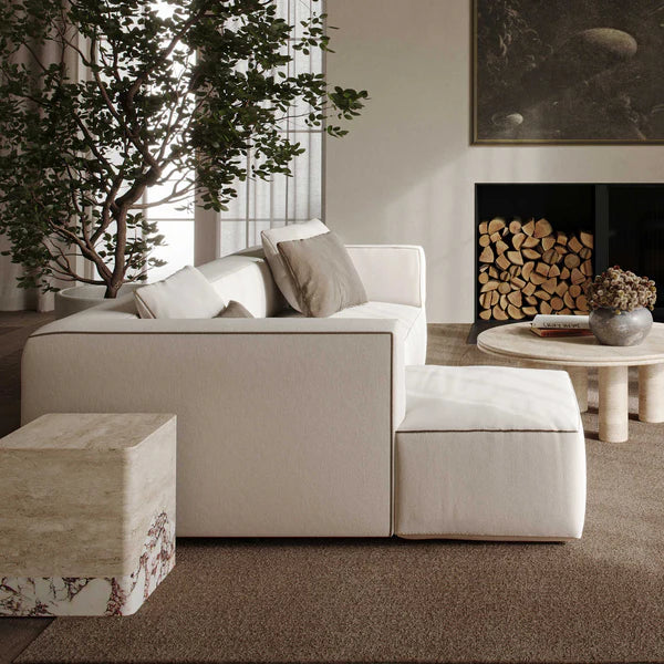 Tristine Cream Linen LAF Sectional | BeBoldFurniture
