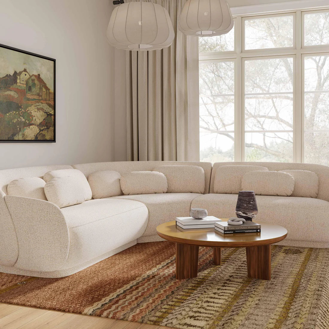 Misty Cream Boucle Modular L-Sectional | BeBoldFurniture