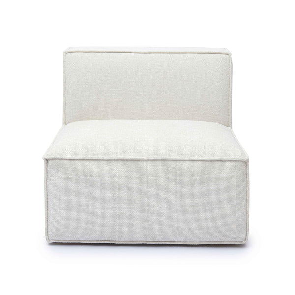 Mindy Cream Chenille Basketweave Armless Chair | BeBoldFurniture